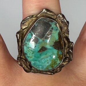 Old Pawn Turquoise Sterling Silver 925 Ring, Size 7.75